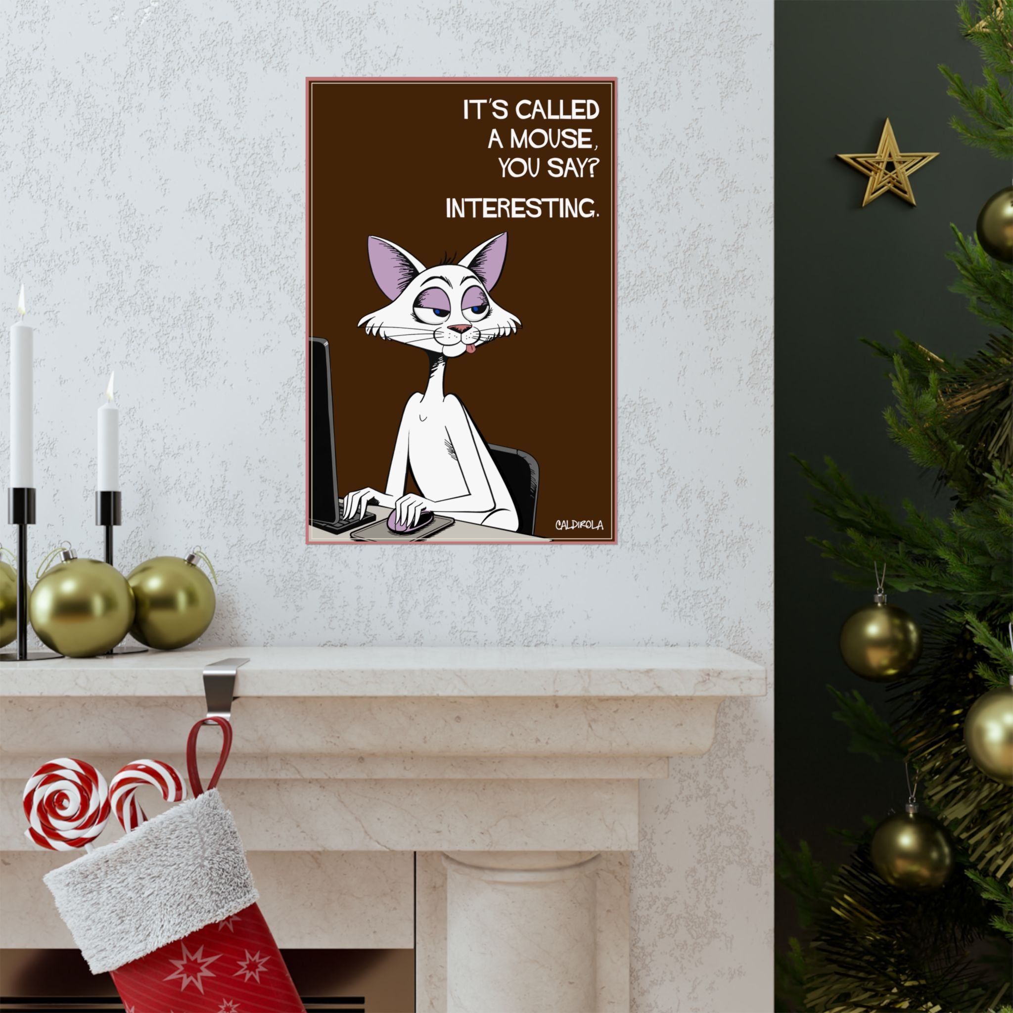Funny Cat Poster – “It’s Called a Mouse” – Sarcastic Cat Art Print – Office Humor Wall Decor