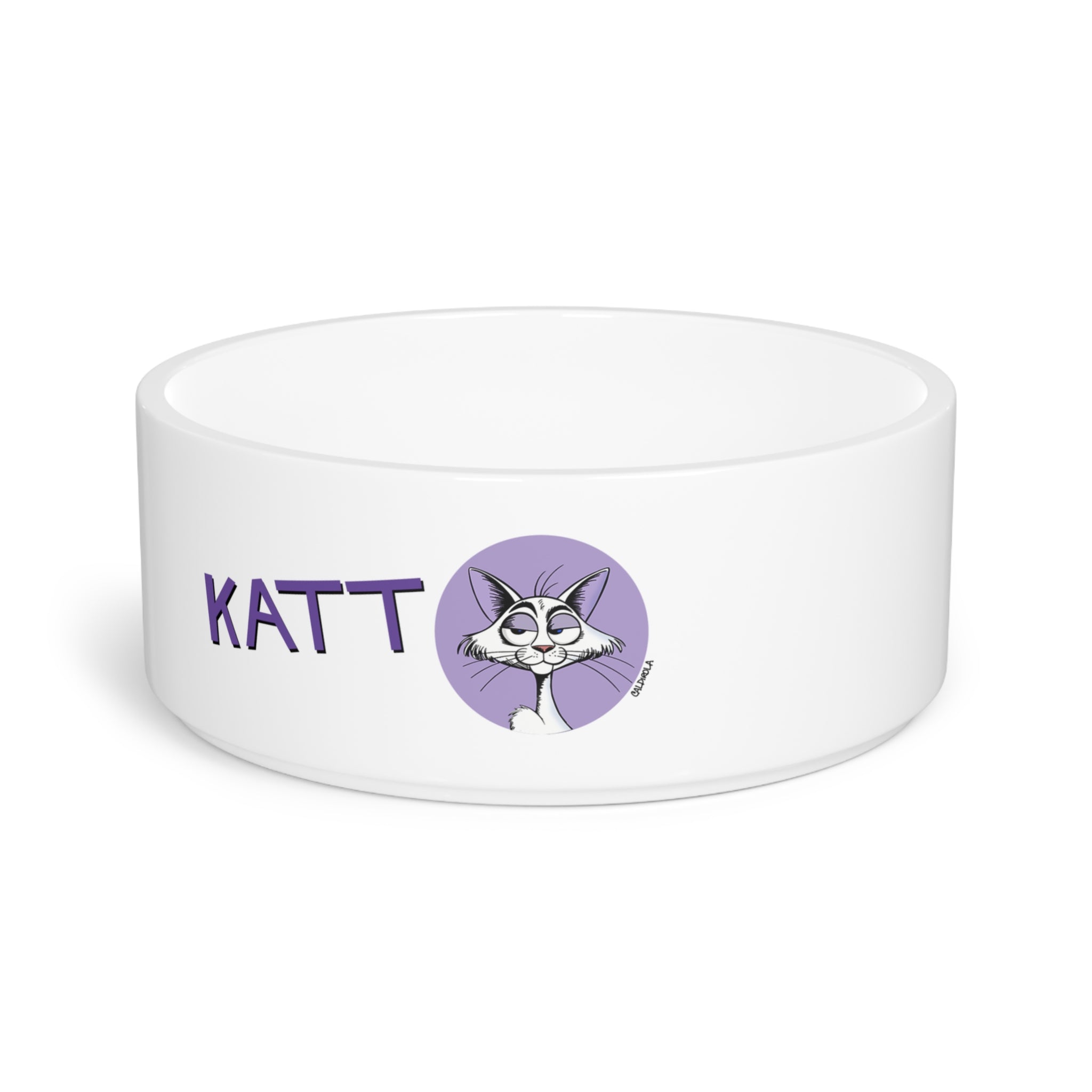 Katt - Katt with Name White Ceramic Cat Bowl