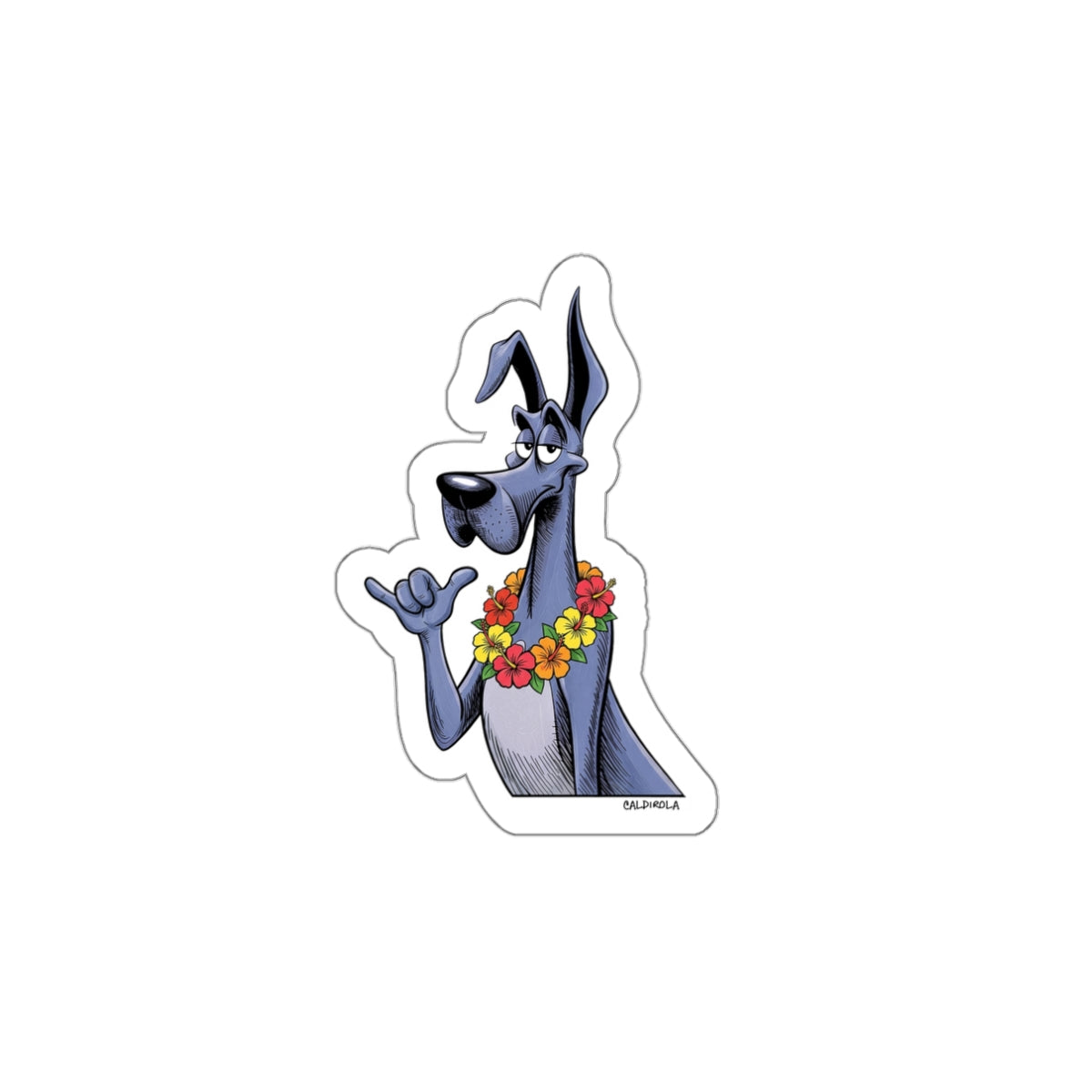 Copy of Dane Shaka Decal – Hawaiian Great Dane Sticker (3x3)