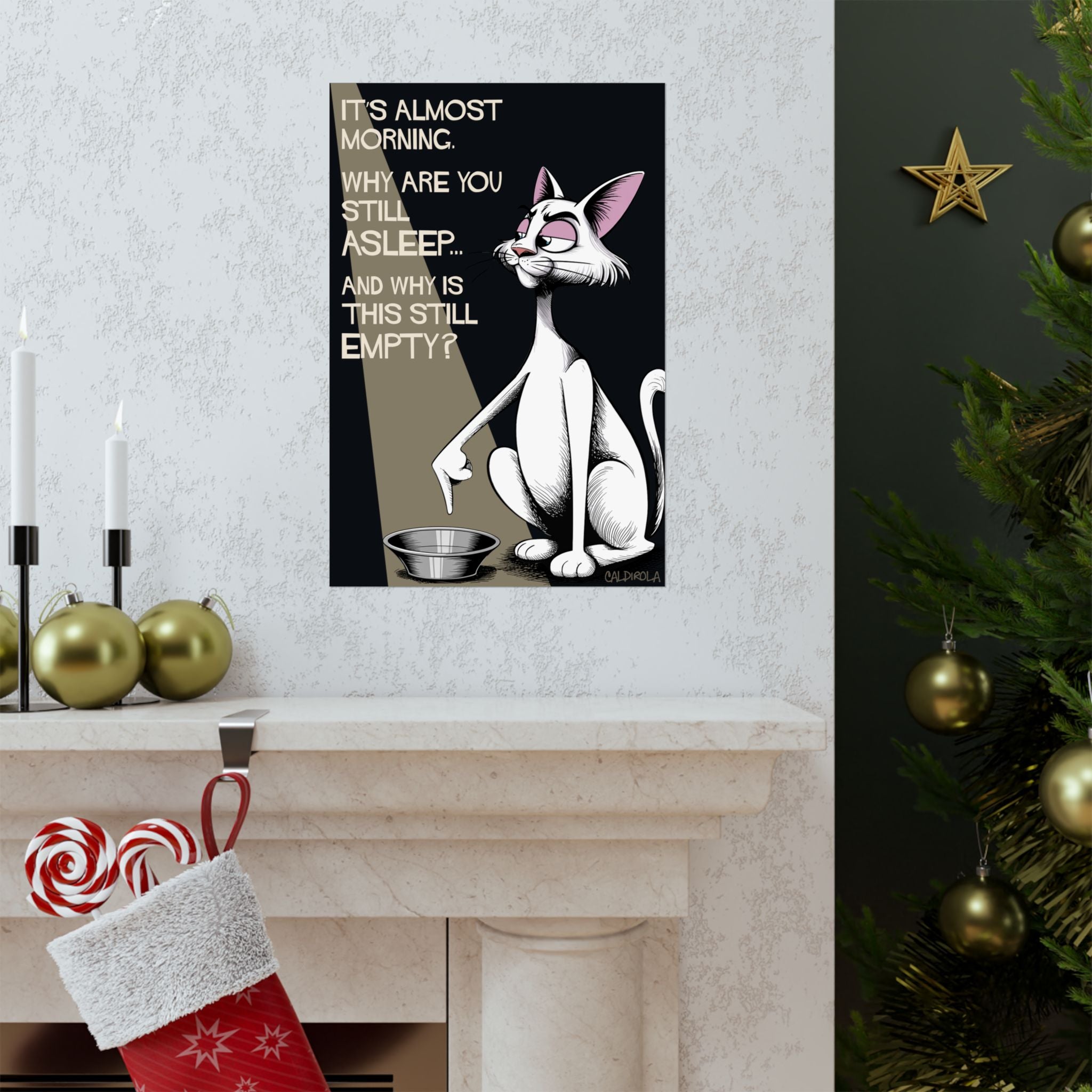 Funny Cat Poster – “Why Is This Still Empty?” – Cat Humor Wall Art – Hungry Cat Print