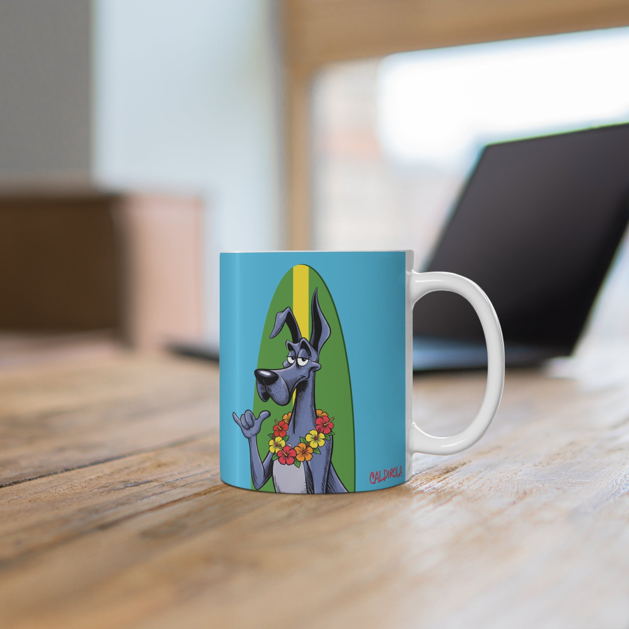 Dog-A-Bunga, Brah! Mug – Funny Great Dane Hawaiian Coffee Mug (11oz)